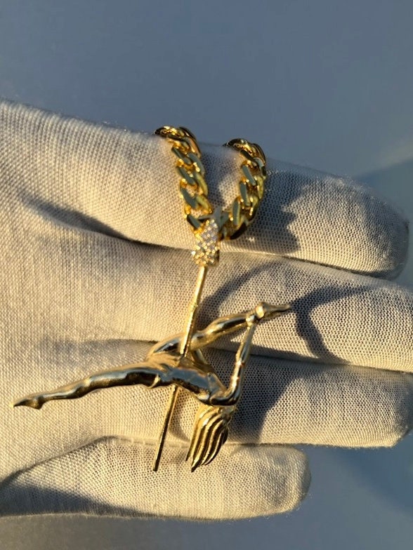 Solid Gold Spinning 3D Pole Dancer Pendant w/ Diamond Bail  - Gold Pole Dancer #5 of 5 - Spinning Ballerina Charm