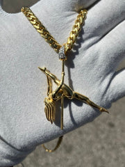 Solid Gold Spinning 3D Pole Dancer Pendant w/ Diamond Bail  - Gold Pole Dancer #5 of 5 - Spinning Ballerina Charm