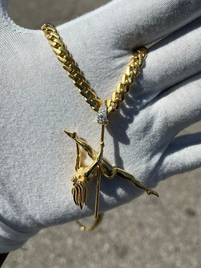 Solid Gold Spinning 3D Pole Dancer Pendant w/ Diamond Bail  - Gold Pole Dancer #5 of 5 - Spinning Ballerina Charm