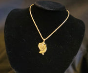 10k 14k Solid Yellow Gold Yin and Yang Pendant w/ Rope Chain - Gold Koi Fish Pendant - Yin and Yang Pendant (Includes 20in Rope Chain)