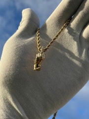 Solid Gold Middle Finger Pendant w/ Hidden Bail - Gold F-U Finger Pendant