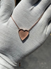 10k 14k 18k Diamond Trimmed Rose Gold Heart Shaped Pendant & Chain Set - Heart Shaped Picture Pendant - 10k and 14k Gold Memory Pendant