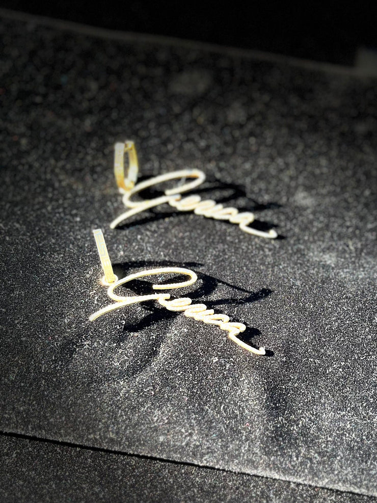 Custom Designed Solid Gold Diamond hanging - Signature Earrings - Create Your Own - Custom Dangle Drop diamonds earrings