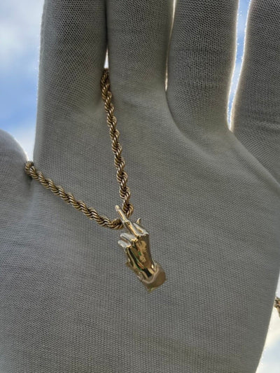Solid Gold Middle Finger Pendant w/ Hidden Bail - Gold F-U Finger Pendant
