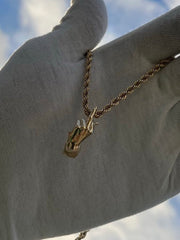 Solid Gold Middle Finger Pendant w/ Hidden Bail - Gold F-U Finger Pendant