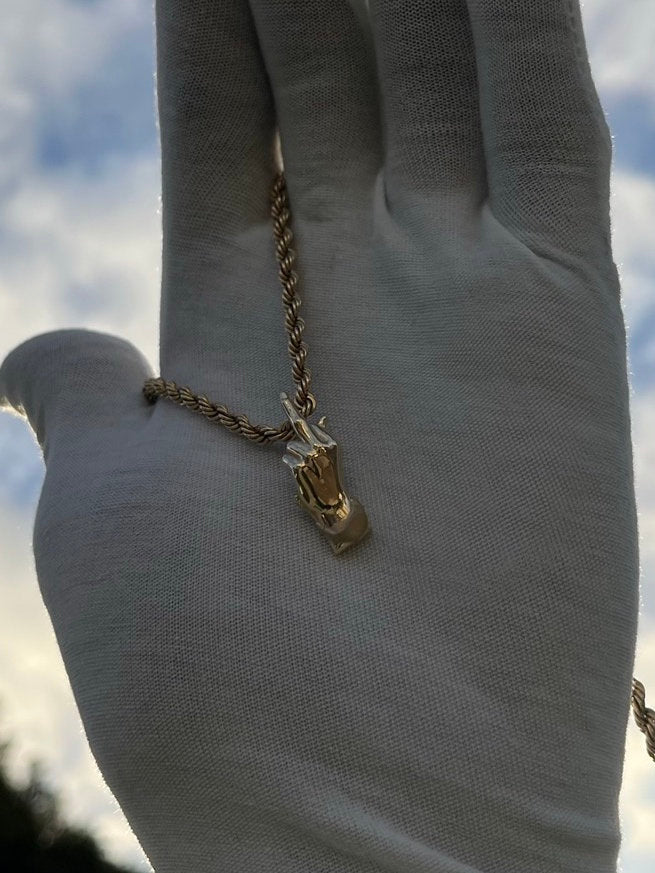 Solid Gold Middle Finger Pendant w/ Hidden Bail - Gold F-U Finger Pendant