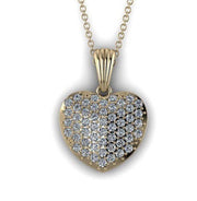 Solid Gold Diamond Heart Pendant w/ Chain - 10k 14k Diamond Heart Charm - Gold and Diamond Heart