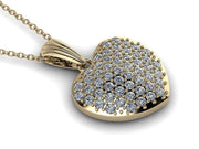 Solid Gold Diamond Heart Pendant w/ Chain - 10k 14k Diamond Heart Charm - Gold and Diamond Heart