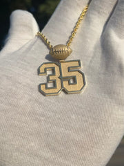 10k Gold Custom Team Number Pendants w/ Custom Emoji Bail -Solid Gold Year Pendants - Choose Any Year or Number & Your Choice of ANY emoji as your Bail - 18in Rope Chain Included