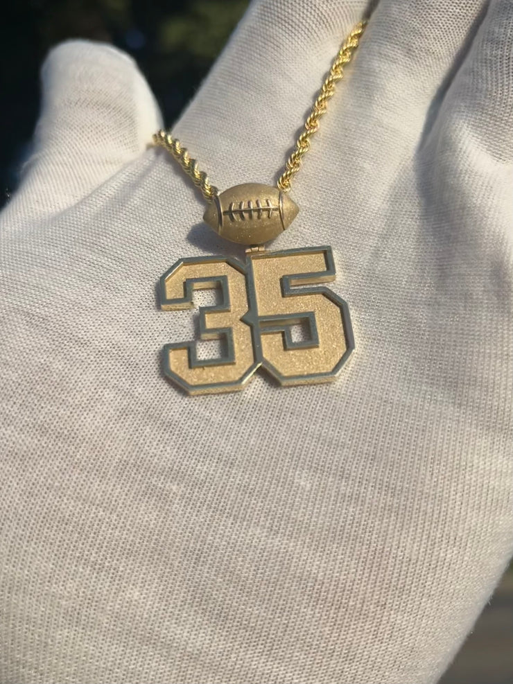 10k Gold Custom Team Number Pendants w/ Custom Emoji Bail -Solid Gold Year Pendants - Choose Any Year or Number & Your Choice of ANY emoji as your Bail - 18in Rope Chain Included