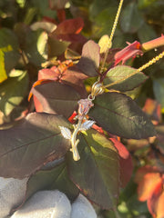 Solid Gold Rose Pendant w/ Chain - Three Color Rose Charm - Yellow, White, and Rose Gold Rose Charm w/ Chain