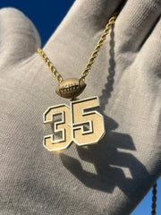 10k Gold Custom Team Number Pendants w/ Custom Emoji Bail -Solid Gold Year Pendants - Choose Any Year or Number & Your Choice of ANY emoji as your Bail - 18in Rope Chain Included