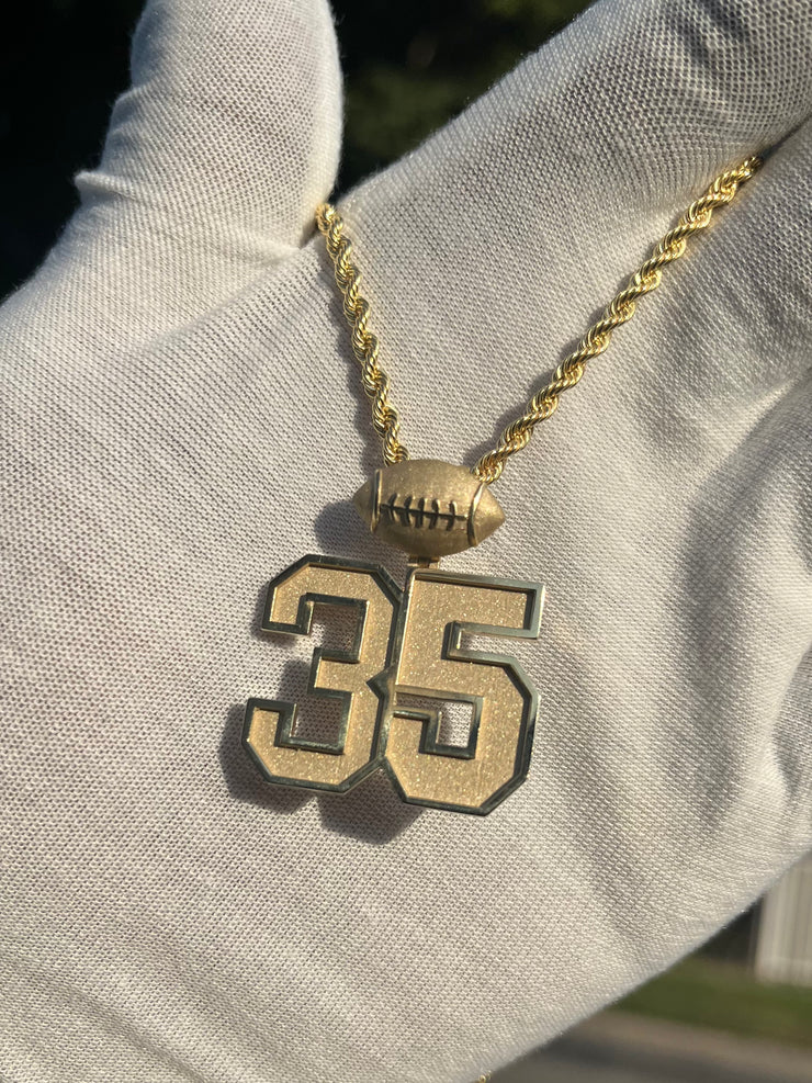 10k Gold Custom Team Number Pendants w/ Custom Emoji Bail -Solid Gold Year Pendants - Choose Any Year or Number & Your Choice of ANY emoji as your Bail - 18in Rope Chain Included