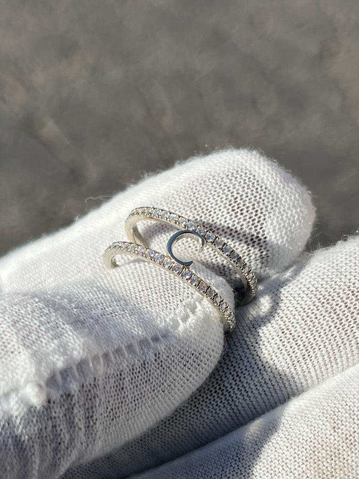 Custom Diamond Trimmed Gold Initial Ring w/ Gold Letter • A-Z Available