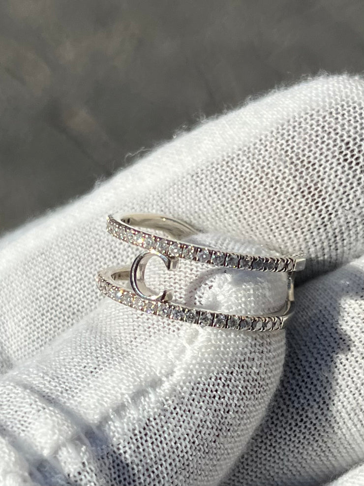 Custom Diamond Trimmed Gold Initial Ring w/ Gold Letter • A-Z Available