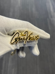 Natural Diamond Trimmed Custom Gold Name Pendants w/ Hidden Bail & Miami Cuban Link Chain