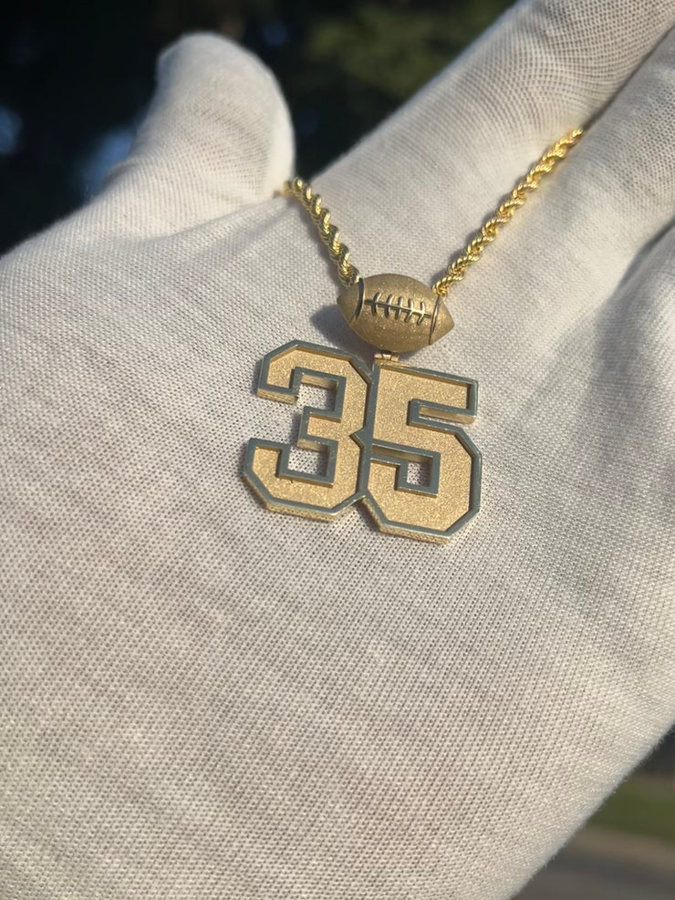 10k Gold Custom Team Number Pendants w/ Custom Emoji Bail -Solid Gold Year Pendants - Choose Any Year or Number & Your Choice of ANY emoji as your Bail - 18in Rope Chain Included