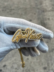Natural Diamond Trimmed Custom Gold Name Pendants w/ Hidden Bail & Miami Cuban Link Chain
