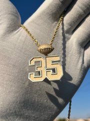 10k Gold Custom Team Number Pendants w/ Custom Emoji Bail -Solid Gold Year Pendants - Choose Any Year or Number & Your Choice of ANY emoji as your Bail - 18in Rope Chain Included