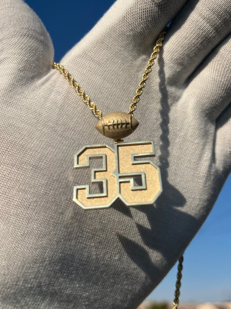 10k Gold Custom Team Number Pendants w/ Custom Emoji Bail -Solid Gold Year Pendants - Choose Any Year or Number & Your Choice of ANY emoji as your Bail - 18in Rope Chain Included